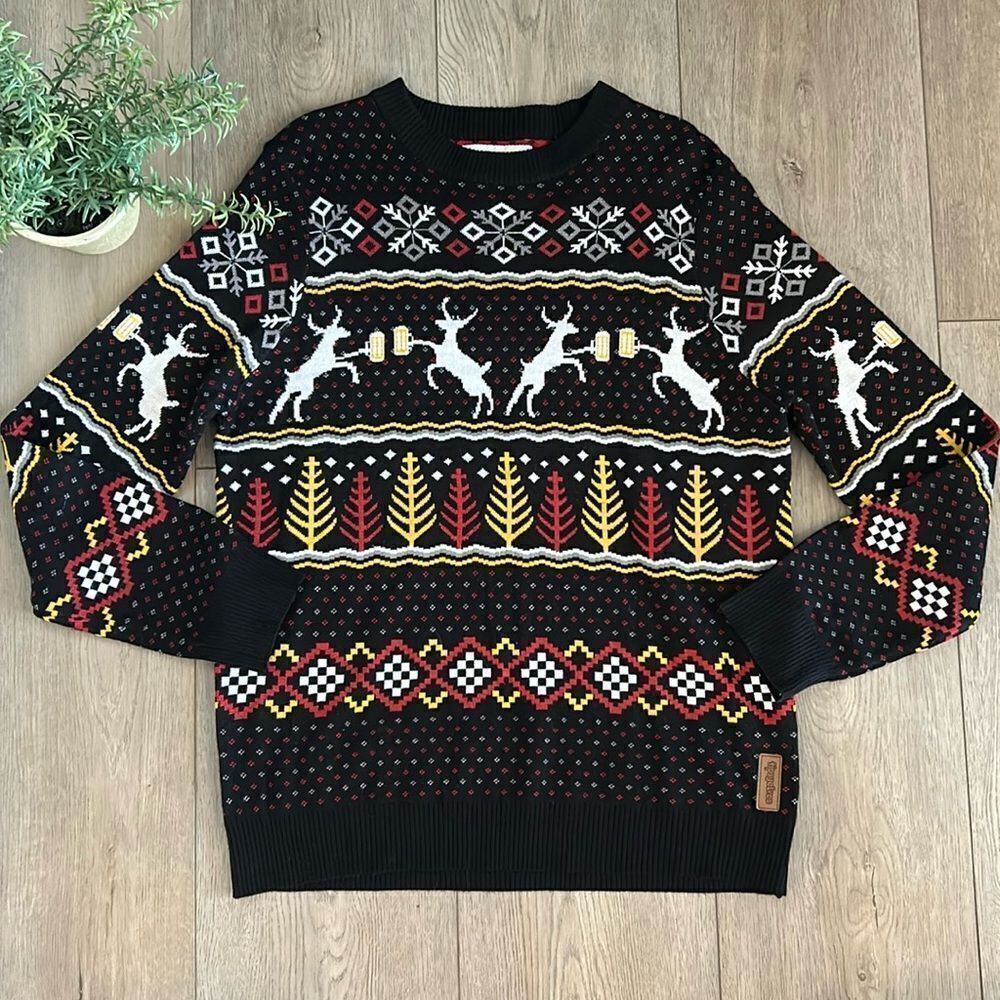 TIPSY ELVES REINDEER BEER UGLY CHRISTMAS SWEATER HOLIDAYS MENS SIZE LARGE